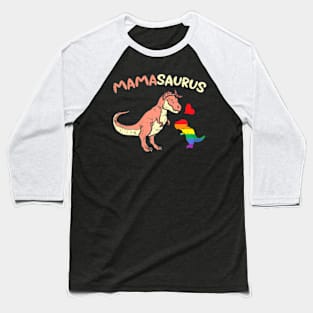 Mommasaurus Dinosaur Mom Mama LGBTQ Flag Gay Pride Baseball T-Shirt